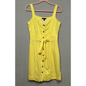 Banana Republic Yellow‎ Button Front Tie Waist Sleeveless Dress Summer Stylish